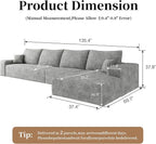 135.4" Large Cloud Modular Sectional Sofa with L-Shape Chaise, Deep Seat Upholstered Couches for Living Room, No Assembly Required, Corduroy Pet-Friendly Fabric (Grey, Right Facing Chaise)