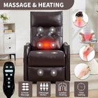 PELUMY Manual Lift Recliner Chair with Massage and Heat for Elderly, Single Motor Electric Lift Chair, Heavy Duty Recliner with USB Charging & Side Pockets (Breathable Leather, Brown)