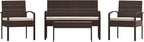 Flash Furniture Aransas Series 4 Piece Brown Patio Set with Steel Frame and Beige Cushions