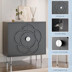 TOLEAD Storage Cabinet, Modern Sideboard Buffet Cabinet with Decorative Flower Pattern Doors, Accent Sideboard Cabinet for Living Room, Kitchen, Grey