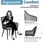 JOIVI Outdoor Patio Dining Chairs Set of 4, Woven Rattan Chairs with Armrest & Cushions Kitchen Wicker Dining Chairs with Iron Frame, Outdoor Seating for Outside, Lawn, Garden, Backyard, Indoor, Black