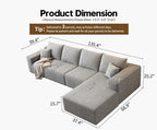 135.4" Cloud Modular Sectional Sofa Couch with L-Shape Chaise,Modern Minimalist Upholstered Couches for Living Room Bedroom,Deep Seat Corner Couch，No Assembly Required (Grey,Right Facing Chaise)