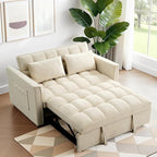 FLEXISPOT XCT4 Pull Out Couch for Small Spaces, 3-in-1 Convertible Loveseat Sofa Bed with Adjustable Backrest, Compact Futon Sofa Bed Twin Sleeper Loveseat for Apartment Dorm RV Guest Room,Cream