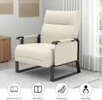 Upholstered Accent Chairs Set of 2, Modern Faux Leather Sofa Chairs with Foldable Side Tray Table & Storage Pocket, Small Accent Sofas for Living Room, Bedroom, Beige