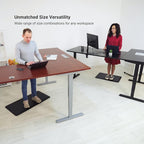 Progressive Desk Stand Up Height Adjustable Standing Desk - L Shaped 85" x 72" Corner Computer Rising Workstation Electric Table - Warm White, Black Frame