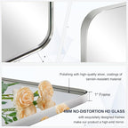 ANDY STAR Chrome Mirror for Bathroom, 22"x30"Metal Frame Wall Mirror, Rectangular Stainless Steel Rounded Corner Mirror with 1" Deep Set Design Hangs Horizontal Or Vertical