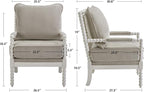 DUHOME Linen Fabric Spindle Accent Chairs Set of 2 with Wood Frame,Modern Accent Chairs with Padded Spring Seat and Brushed White Base for Living Room Bedroom Farmhouse Home Office Belcony