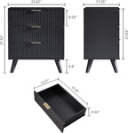 Fluted 3 Drawer Dressers, Modern Closet Dressers Chest of Drawers, Wood Storage Dresser Chest of Drawers Organizer for Bedroom Living Room Hallway Closet,Black, 2 Sets