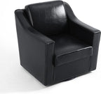 Pia Ricco Set of 2: Modern Oversized Faux Leather Swivel Accent Chairs w/Removable Covers for Living Room, Reception Value Pack,Black