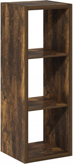 Furinno Cubicle Book Shelf, 3-Cube Thick Frame Bookshelf, Horizontally & Vertically Reversible Bookcase with Open Back, 14.6 x 15.9 x 44, for Living Room, Bedroom, Home Office, Amber Pine