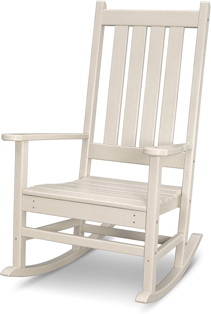 POLYWOOD® Vineyard Composite Rocking Chair Outdoor, Weather Resistant Patio Furniture, All Weather Rocking Chairs for Outside, Front Porch Rocking Chair, Sand