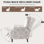 UIXE Recliner Chairs Set of 2, Fabric Upholstered Armchair Pushback Accent Chair for Living Room, Floral Rivet Trim Club Chair Home Theater Single Sofa Bedroom Side Reading Seats - Beige