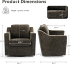 UIXE Swivel Accent Chair Set of 2, Chenille Upholstered Arm Chair for Living Room, Modern Club Armchair Comfy Single Sofa Bedroom Reading Seat with Lumbar Pillow - Coffee