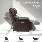 COLAMY Triple Motors Power Recliner Chair with Power Headrest & Lumbar Support Independent Adjustment for Living Room, Leather Electric Recliner Sofa Chair, Dark Brown