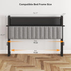 VINGLI King Size Headboard Only, Adjustable Upholstered Headboard with 2 Tier Shelves and Pegboard with Charging Stations and LED Lights, Modern Bed Headboard with Storage for Bedroom Decor