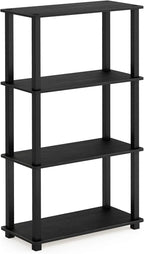 Furinno Turn-N-Tube 4-Tier Multipurpose Shelf Display Rack, Square Tube, Americano/Black
