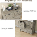 Lateral File Cabinet with 4 Drawers, Farmhouse File Cabinet for Letter/Legal/A4 Size Hanging Files, Large Wood File Storage Cabinets Printer Stand for Home Office Cabinets, Rustic Grey