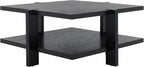 SAFAVIEH Couture Collection Quigley Black 2-Tier Square Coffee Table, Ideal for Living Room, Office, Bedroom