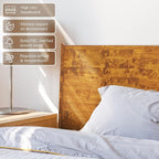 Acacia Haven King Wooden Bed Frame, 100% Solid Wood Platform Bed with Headboard, All Mattress Support & No Box Spring Needed, Effortless Assembly, 800 lbs Capacity, Caramel.