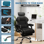 Executive Computer Chair Home Office Desk Chair,Adjustable Angle, Ergonomic Adjustable Height PU Leather Chairs with Cushions Armrest for Long Time Seating-High Office Chair with Footrest