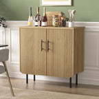 Buffet Cabinet with Storage, Sideboard with 2 Doors, Adjustable Shelf, Fluted Accent Cabinet for Living Room, Modern,Natural