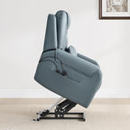 CHITA Electric Power Lift Recliner Chair for Elderly with Massage and Heat, Large Lay Flat Genuine Leather Recliner Chair with Cup Holders, USB Ports, Power Headrest, Independent Backrest, Navy