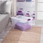 Sterilite 6-Pack Plastic Storage Bin w/ Latch Lid, ClearView Stackable Containers, 66 Qt