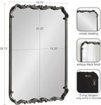 Kate and Laurel Traditional Rounded Rectangle Ornate Mirror; 20 x 27; Black; Ornamental Round Rectangular Classic Framed Wall Mirror for Bathroom Vanity or Fireplace Mantel