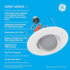 GE Color Select LED Recessed Downlight Fixture with Swivel Head, RS6 Indoor Floodlight, 6-Inch, Multiple Color Temperatures, 75 Watt Replacement (3 Pack)
