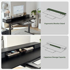 Agilestic Electric Standing Desk with 2 Drawers and Keyboard Tray, 48 x 23 Inches Ergonomic Adjustable Height Desk with Storage, Sit Stand Computer Workstation, Black