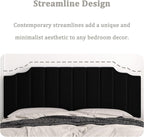 King Size Headboard Only, Velvet Wall Mounted Headboard King for Adjustable Bed Modern Upholstered Head Board Easy Assembly, Black