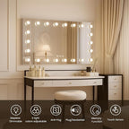 WTTY LED Bathroom Mirror with Lights 40"x28" Hollywood Wall-Mounted Mirror with 3 Color Temperatures, Stepless Dimmable Bulbs, Anti-Fog & Shatter-Proof