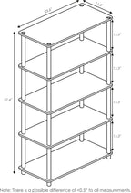 Furinno TURN-N-TUBE Storage Shelves, 5-Tier Book Shelf, Corner Shelf, Toolless Open Shelves, for Organization and Storage, Living Room, Garage, Home Office, Sonoma Oak
