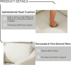 UIXE Swivel Accent Chair, Chenille Upholstered Arm Chair for Living Room, Modern Club Armchair Comfy Single Sofa Bedroom Reading Seat with Lumbar Pillow - Cream Beige
