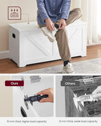 VASAGLE Storage Chest, Storage Trunk with 2 Safety Hinges, Storage Bench, Shoe Bench, Farmhouse Style, 15.7 x 39.4 x 18.1 Inches, for Entryway, Bedroom, Living Room, Cloud White ULSB060T14