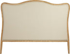 Creative Co-Op Modern Farmhouse Solid Oak Wood Headboard with Linen Upholstery, Natural and Beige, Queen