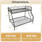 Giantex Metal Bunk Beds Twin Over Full Size, Heavy Duty Bunk Bed for Teens Adults with Ladder & Guardrails, Space Saving Metal Bunk Bed for Dorm, Bedroom, Apartment, No Box Spring Needed (Black)