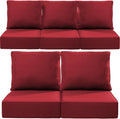 Luxury 24x24x6 Inch Outdoor Cushions for 5 Peice Patio Furniture Set - Set of 5 Water-Resistant Pillow for Dining Rocking Swivel Chairs Loveseat Couch Sectional Sofa - Red
