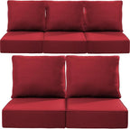 Luxury 24x24x6 Inch Outdoor Cushions for 5 Peice Patio Furniture Set - Set of 5 Water-Resistant Pillow for Dining Rocking Swivel Chairs Loveseat Couch Sectional Sofa - Red