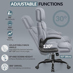 Office Chair, Ergonomic Big and Tall Computer Desk Chair with Retractable Adjustable Headrest, Executive Breathable Leather Chair, Lumbar Support Swivel PC Chair with Flip-up Armrests Rocking Function