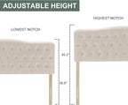 Upholstered King Headboard, Button Diamond Tufted Headboard with Adjustable Height and Solid Wood Leg, Linen Fabric Padded Headboards for King Size Bed, Mordern Head Board, Beige