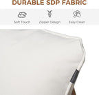 Grand patio Outdoor Dining Set, 7-Piece Patio Table and Chairs Set, Metal Woven Wicker Fixed Patio Chairs with Thickened Cushions & 1 Rectangular Woodgrain Dining Table with Umbrella Hole (Natural)