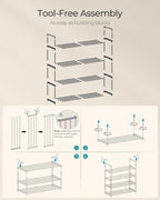 SONGMICS Shoe Rack, 4-Tier Shoe Organizer, Metal Storage Shelf, Upright or Upside Down, for 10-15 Pairs, Stackable, for Entryway, 11.8 x 26.8 x 29.5 Inches, Black ULSA204B01