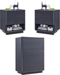 ACCOHOHO Modern Bedroom Set, 3 Pieces Bedroom Furniture Set, Wood 6 Drawer Dresser and Nightstands Set of 2, Chest of Drawers Wide Storage Organizer Cabinet for Bedroom,Black