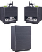 ACCOHOHO Modern Bedroom Set, 3 Pieces Bedroom Furniture Set, Wood 6 Drawer Dresser and Nightstands Set of 2, Chest of Drawers Wide Storage Organizer Cabinet for Bedroom,Black