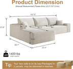 108" Sectional Couches for Living Room Modern Modular Sofa with L-Shape Couchs Upholstered Boneless Couch Deep Seat Sectional Couch with Chaise (White, Left Facing Chaise+2Seaters)