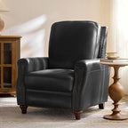 HULALA HOME Genuine Leather Recliner Chair, Classic Push Back Recliner Armchair with Thick Seat and Backrest (Black)