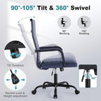 Office Desk Chair, Ergonomic Conference Room Chairs, PU Leather Executive Ribbed Computer Chair, Swivel Rolling Chair for Home Office