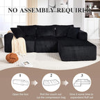 102" Modular Sectional Sofa, L-Shape Cloud Sectional Couch with Deep Seat, 3 Seat Memory Foam Comfy Boneless Couches for Living Room Bedroom, No Assembly Required, Black
