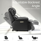 COLAMY Triple Motors Power Recliner Chair with Power Headrest & Lumbar Support Independent Adjustment for Living Room, Leather Electric Recliner Sofa Chair, Black